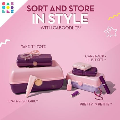 Caboodles Pretty in Petite Makeup Box, Pink Sparkle, 2 Swivel Trays, (Pack of 3) - color: Pink Sparkle, size: 8.82 x 5.88 x 3.66 inches (Pack of 3)