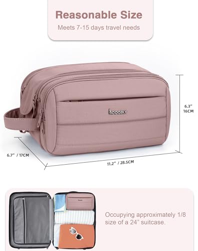 COOSKY Toiletry Bag for Men & Women, Cruise Ship Travel Essentials, Shaving Dopp Kit with Dry and Wet Separation, Water-resistant Bathroom Cosmetic Organizer Bag, Makeup Accessories, Dark Purple - color: Dark Purple