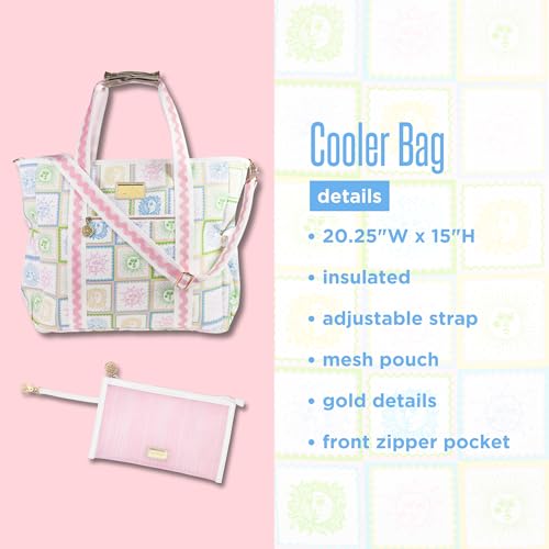 Lilly Pulitzer Beach and Picnic Cooler, Insulated Bag with Adjustable Shoulder Strap and Zipper, Soft Cooler - color: Sun Tiles Home