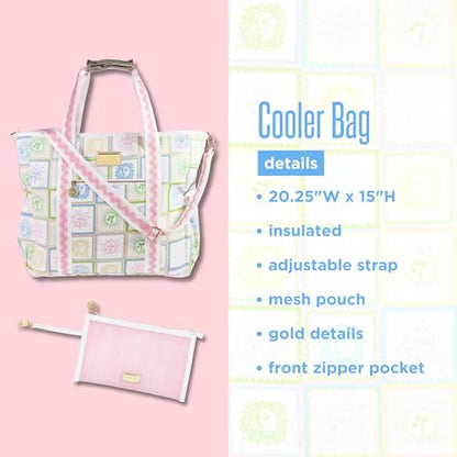 Lilly Pulitzer Beach and Picnic Cooler, Insulated Bag with Adjustable Shoulder Strap and Zipper, Soft Cooler - color: Sun Tiles Home