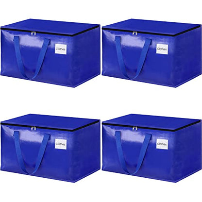 HomeHacks Moving Bags Heavy Duty with Strong Zippers and Handles Collapsible Moving Supplies, Storage Totes for Packing & Moving Storing 125L,4-Pack, Blue - size: 125L-4 Packs