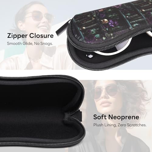 Sunglasses Case with Belt Clip, Ultra Light Neoprene Zipper Soft Padded Glasses Case for Women Men - color: Alchemy Lab