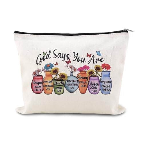 Christian Makeup Bags for Women Girls Religious Toiletry Bag for Teens Adults Inspirational Bible Verse Bag Pouch Catholic Birthday Gifts for Her Friend Female Baptism Confirmation Affirmations Gift - color: Christian Makeup Bags for Women Girls