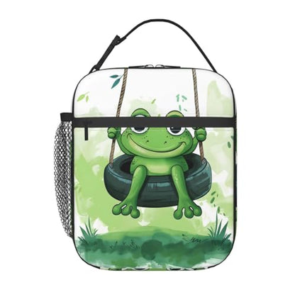 Insulated Lunch Box for Kids Boys Girls, Reusable Lunch Bag for School, Office, Work, Picnic, Travel, Cute Green Frog Lunch Box - color: lunch box 115