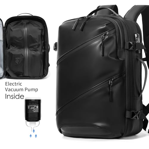 Vacuum laptop bag Compression Backpack Expandable, TSA-Approved Carry-On Water-Resistant Design for Travel with air pump (Pump included, Large) - color: Pump included