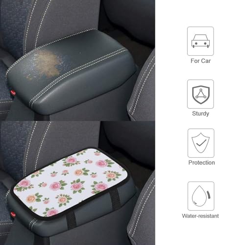 Anti-Scratch Waterproof Car Armrest Seat Pad Floral Rose Flower, Protector for Car, SUVs, Trucks, Universal Fit - color: Picture (78)
