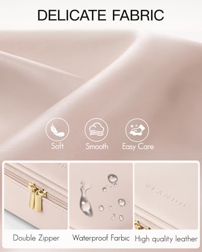 Vlando Makeup Travel Bag,Small Makeup Bag for Women,Gifts for Women Girls, Makeup Pouch Purse Travel Essentials Toiletries-Apricot Pink - color: 01.Apricot Pink