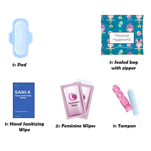Menstrual Kit All-in-One 10 Pack | Convenience on The Go | Period Kit Pack for Travelling, Tweens & Teenager | Individually Wrapped Feminine Hygiene Product (Under the Sea) - color: Under the Sea