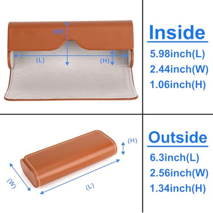 RayLove Hard Shell Glasses Case, Lightweight Leather Eyeglass Case, Travel-Friendly Sunglasses Protector for Men & Women - color: Brown