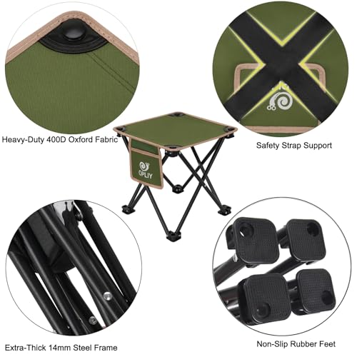 Opliy Camping Stool 2 Pack,Portable Folding Stool for Outdoor Gardening and Beach Hiking Fishing,Foot Stool with Carry Bag (Green) - color: Green