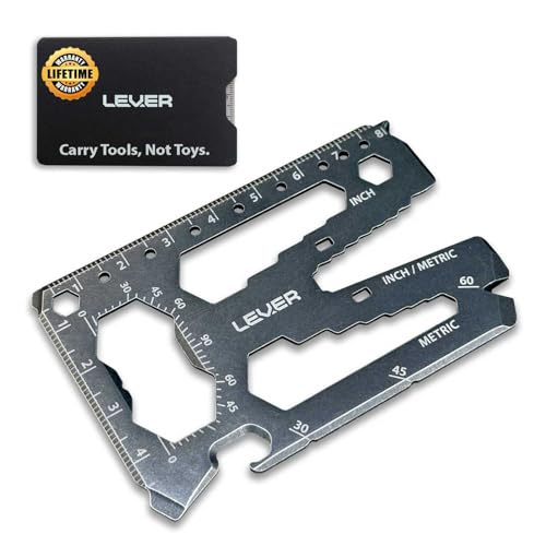 Lever Gear Toolcard Pro - 40 in 1 Credit Card Multitool. Slim, Minimalist Survival Card Wallet Tool Card. TSA Approved Multitool Card Pocket Tool. (Stonewash, Single) - color: Stonewash, size: Single