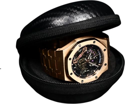 TimepieceVault - Protective Travel Watch Case Box Luxury Single Storage for Wristwatches & Smart Watches | Shockproof Watch Vault (Fits 21mm-55mm)