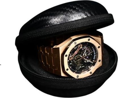 TimepieceVault - Protective Travel Watch Case Box Luxury Single Storage for Wristwatches & Smart Watches | Shockproof Watch Vault (Fits 21mm-55mm)