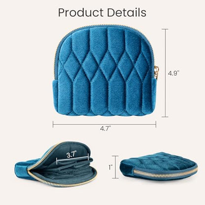 2026New Travel Jewelry Case, Small Travel Jewelry Bag with Zipper, 5-Layer velvet Travel Jewelry Pouch for Bracelet Rings Earring (TealBlue) - color: TealBlue