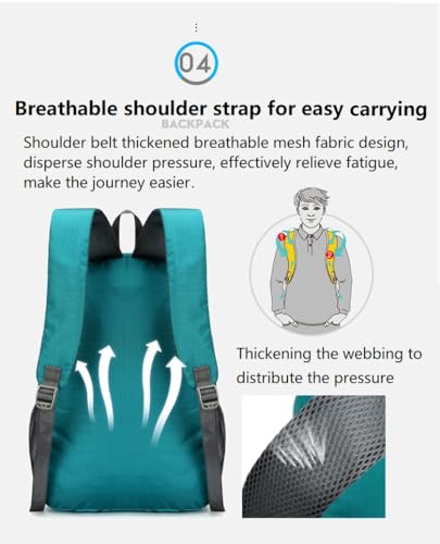 Ultra Lightweight-Packable-Hiking-Backpack Foldable Travel Camping Daypack Casual Outdoor Water-resistant 25L Backpacks (Lake Blue) - color: Lake Blue
