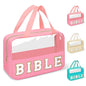 Chenille Letter Bible Bag Cover Case for Women,Preppy Bible Study Supplies Church Bag Purse Bible Accessories with Handle Zipper,Waterpoof Travel Makeup Bag Christmas Christian Gifts(BIBLE-Pink) - color: BIBLE-Pink