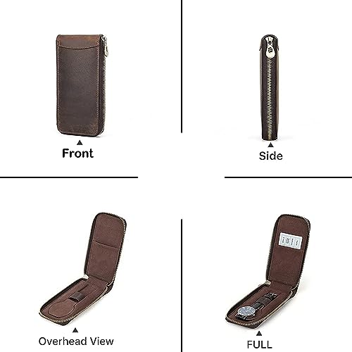 Personalized Custom Genuine Leather Watch Bracelet Storage Bag Case, Portable Travel Watch Pouch, Women Men Watch Bag (02 Brown) - color: 02 Brown