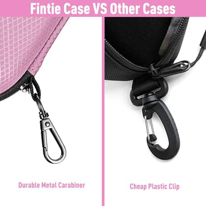 FINTIE Sunglasses Case, Hard EVA Shell Shockproof Sport Glasses Case with Metal Carabiner Travel Zipper Eyeglasses Holder - color: Pink