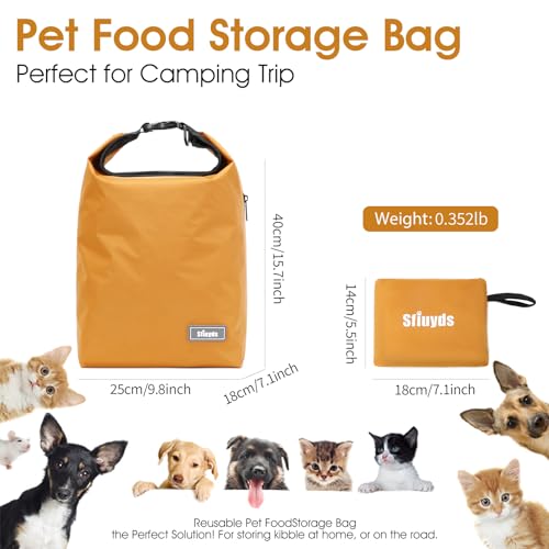Dog Food Travel Bag 2PCS Collapsible Dog Travel Bowls dog food storage container 20L (Yellow, Large) - color: Yellow, size: 20L