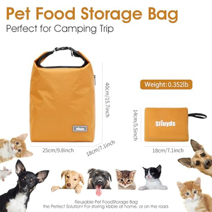 Dog Food Travel Bag 2PCS Collapsible Dog Travel Bowls dog food storage container 20L (Yellow, Large) - color: Yellow, size: 20L