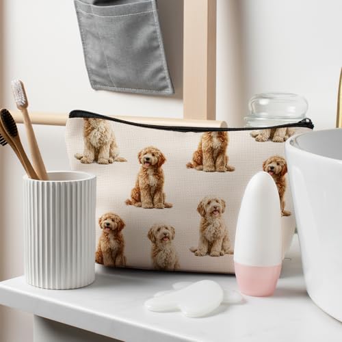 Labradoodle Dog Makeup Bag, Labradoodle Lovers Gifts Cosmetic Bag for Women, Dog Mom Lovers Owner Gifts for Women Christmas, Pet Lover Gift Zipper Travel Makeup Pouch for Purse - color: labradoodle