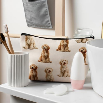 Labradoodle Dog Makeup Bag, Labradoodle Lovers Gifts Cosmetic Bag for Women, Dog Mom Lovers Owner Gifts for Women Christmas, Pet Lover Gift Zipper Travel Makeup Pouch for Purse - color: labradoodle