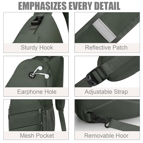 Pritent Crossbody Bags for Women Men Trendy Sling Bag Backpack Casual Chest Bag with Convertible Shoulder Strap - color: Green, size: Medium