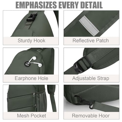 Pritent Crossbody Bags for Women Men Trendy Sling Bag Backpack Casual Chest Bag with Convertible Shoulder Strap - color: Green, size: Medium