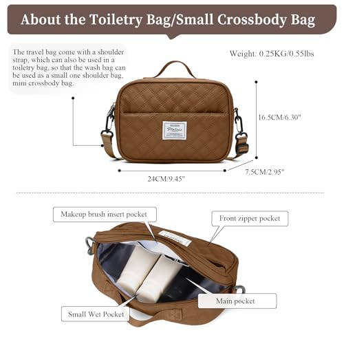 Weekender Bags for Women,Personal Item Travel Bag with Shoes Compartment,Overnight Travel Duffel Bag with Grid Toiletry Bag,Black & Brown - color: BlackBrown-2230, size: Large