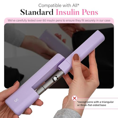 STRAWBERRY & CO Insulin Cooler Travel Case - Built-in Sharps Dispenser & Temperature-Control Organizer- TSA Approved Diabetic Pen Storage for Ozempic, Insulin Pens & Needles - Compact & Leak-Proof - color: Purple