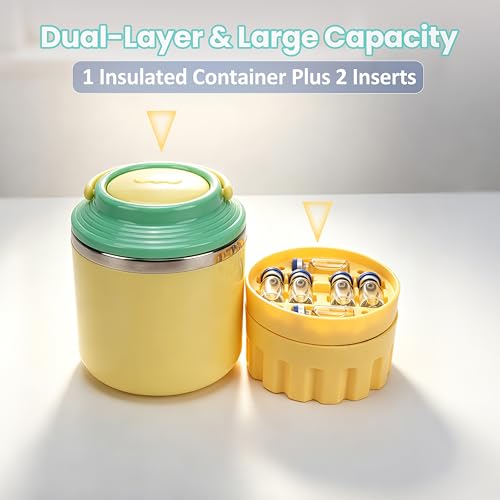 3ml Vial Inserts Organizer Jar, Holds 27 Vials, Portable Travel & Fridge Container for Peptides & Diabetic Medication, Yellow (Vials Not Included) - size: 1 short+1 tall with Jar