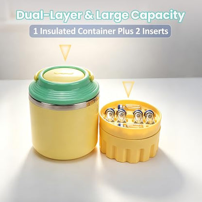 3ml Vial Inserts Organizer Jar, Holds 27 Vials, Portable Travel & Fridge Container for Peptides & Diabetic Medication, Yellow (Vials Not Included) - size: 1 short+1 tall with Jar
