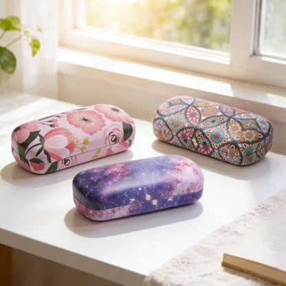 PERFECTSIGHT Sunglasses Case, Large Hard Shell Glasses Case, Cute PU Leather Protective Eyeglasses Case for Women Men - color: Multicolor Totem