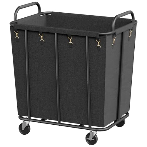 HOOBRO 106 Gal (400 L) Laundry Hamper with Lockable Wheels, Heavy Duty Rolling Laundry Cart, Laundry Sorter with Removable Bag, Laundry Basket Organizer, Waterproof Oxford Cloth, Black BB20XY01
