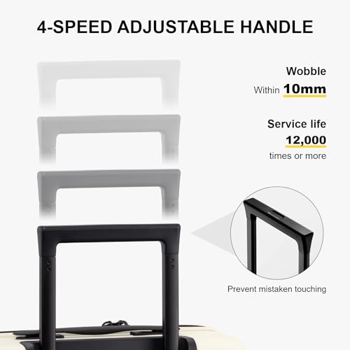 LEVEL8 Carry on Suitcase for Women Men, Carry-on Luggage Airline Approved, Travel Bag with Spinner Wheels, Lightweight Luminous Textured Hard Shell, Tsa Lock, 20 Inch, Cream White - color: Cream White, size: Carry-On 20 Inch