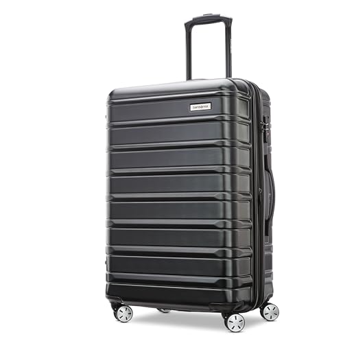 Samsonite Omni 2 24-Inch Medium Checked Hardside Luggage with 360° Spinner Wheels - Scratch Resistant Hardshell - TSA Lock - Expandable Polycarbonate Shell for Lightweight Travel - Midnight Black - color: Midnight Black, size: Checked-Medium Spinner