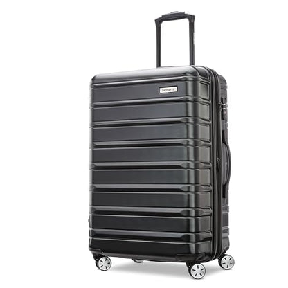 Samsonite Omni 2 24-Inch Medium Checked Hardside Luggage with 360° Spinner Wheels - Scratch Resistant Hardshell - TSA Lock - Expandable Polycarbonate Shell for Lightweight Travel - Midnight Black - color: Midnight Black, size: Checked-Medium Spinner