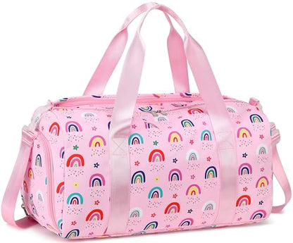 Gym Bag Sports Duffle Bag with Wet Pocket Weekender Overnight Bags with Waterproof Shoe Pouch and Air Hole for Girls Kids Women Workout Travel Bags (Rainbow) - color: Rainbow