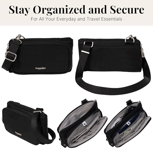 Baggallini Classic Anti-Theft Mini Wallet Crossbody - color: Black