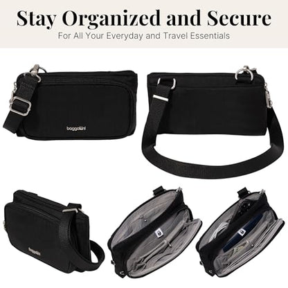 Baggallini Classic Anti-Theft Mini Wallet Crossbody - color: Black