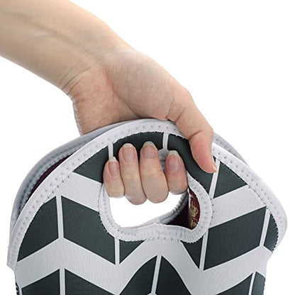 Hipiwe Wine Carrier Tote Bag for 2 Bottles - Neoprene Wine Bottle Holder with Carry Handle, Wine Protective Bag Insulated Bag Beer Cans Water Bottle Holder for Travel Picnic - style: Black and White Stripes +Purple