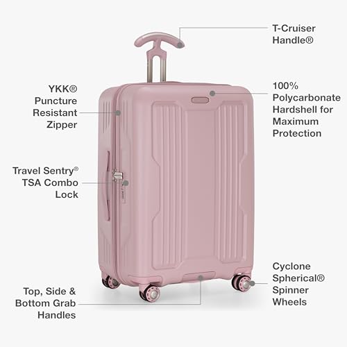Traveler's Choice Ultimax II Polycarbonate Hardside Luggage with Spinner Wheels, Pink, 21-Inch Carry-On - color: Pink, size: 21-Inch Carry-On