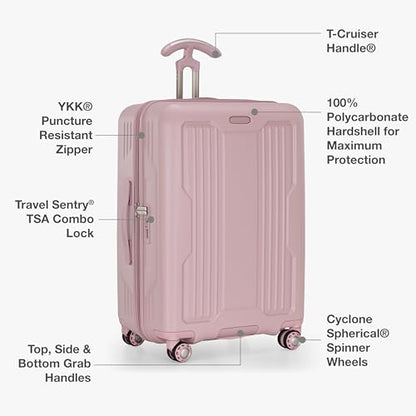 Traveler's Choice Ultimax II Polycarbonate Hardside Luggage with Spinner Wheels, Pink, 21-Inch Carry-On - color: Pink, size: 21-Inch Carry-On