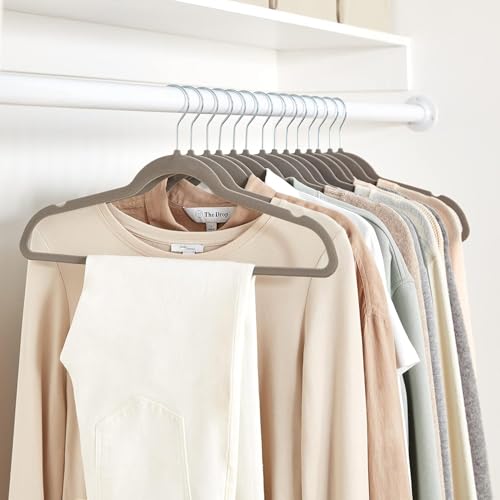 Amazon Basics Slim Velvet Non-Slip Space Saving Suit Clothes Hangers, Sturdy Metal, Gray/Silver, 30-Pack - color: Gray/Silver, size: Pack of 30