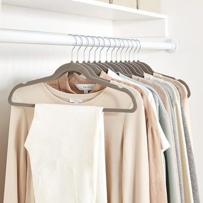 Amazon Basics Slim Velvet Non-Slip Space Saving Suit Clothes Hangers, Sturdy Metal, Gray/Silver, 30-Pack - color: Gray/Silver, size: Pack of 30