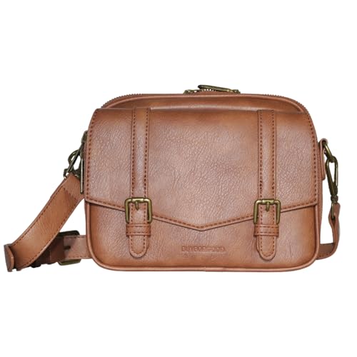 Women‘s Anti Theft RFID Blocking Small Vegan Leather Crossbody Bag Travel Purse With Built In Wallet Messenger Bag - color: Light Brown