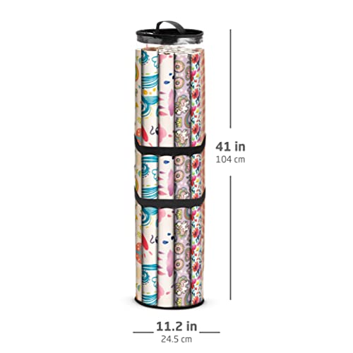 ZOBER Round Christmas Gift Wrapping Paper Organizer Storage - 40 Inch Gift Wrap Storage Containers - Wrapping Paper Holder, Clear PVC Waterproof, Fits 25 Standard Rolls - Black - color: Black Transparent