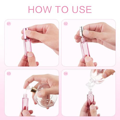 YOCASII Glass Travel Perfume Bottle Refillable, 10ml Perfume Bottles, Pocket Perfume Spray Bottle Atomizer, 4PCS Refillable Perfume Bottle for Travel - color: Color-A
