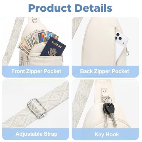Anti Theft Sling Bag for Men & Women, Lightweight Puffer RFID Crossbody Bag for Travel, Commuting & City Walking, Hands-Free Everyday Essentials Bag White - color: White(ivory)