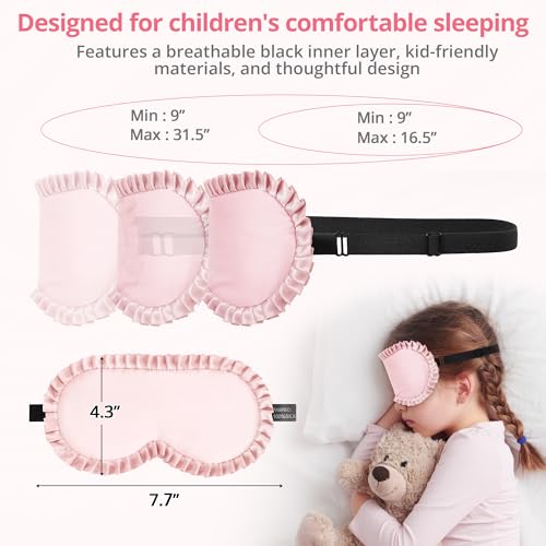 Kids Sleep Mask, 100% Real Mulberry Silk Eye Mask, Sleeping Mask for Kids with Adjustable Elastic Band, Soft & Light Blocking Eye Cover Gift for Boys Girls Teens Age 5+ (Pink) - color: Pink